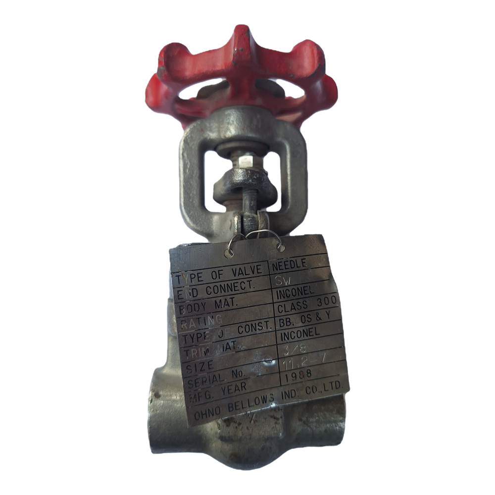 40- شیر سوزنی ( Needle Valve) ژاپنی(OHNO) - سایز " 3/8 کلاس فشاری #300 جنس اینکونل