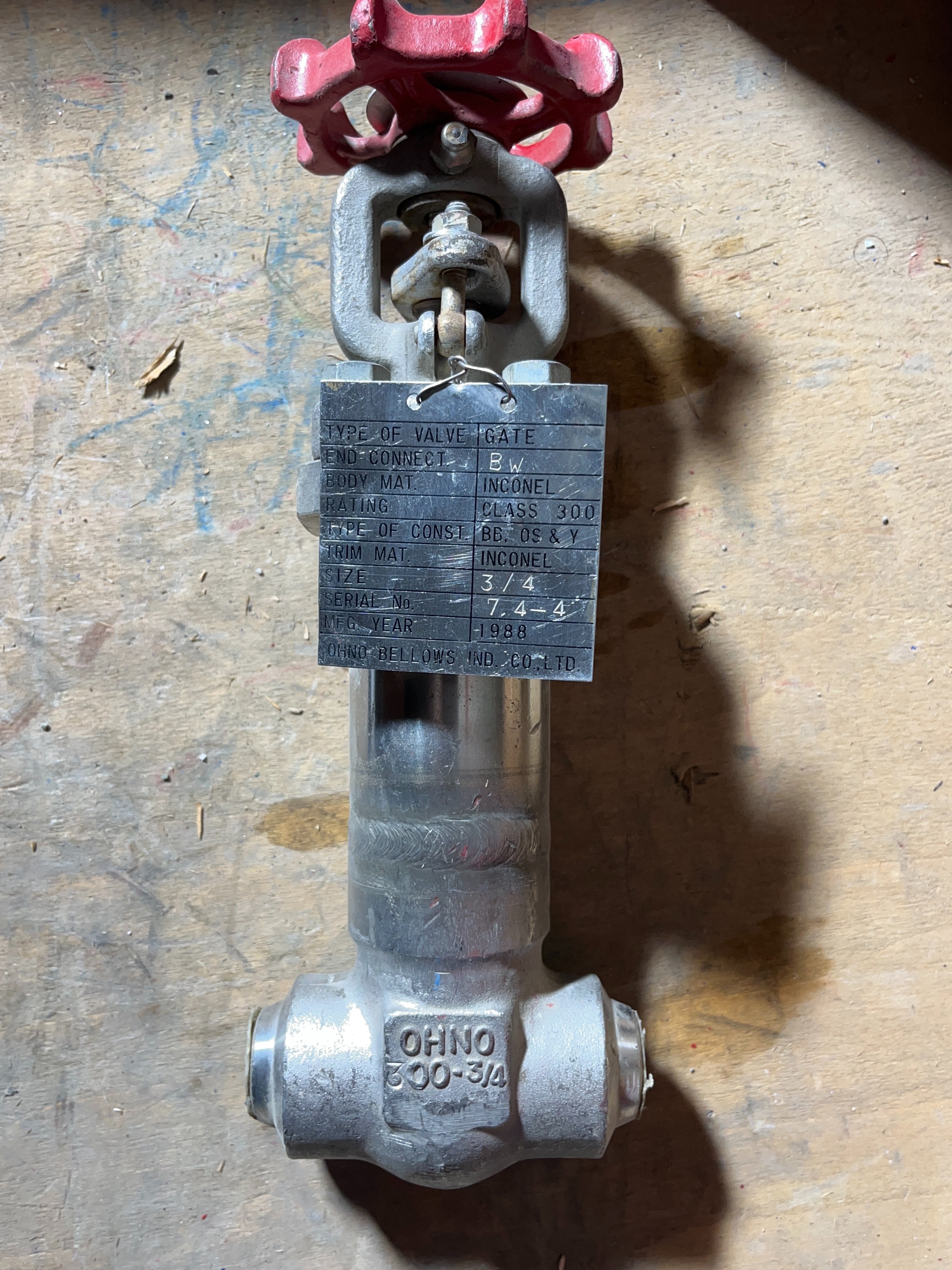 شیر دروازه ای ( Gate Valve) ژاپنی- سایز "3/4 کلاس فشاری# 300 جنس اینکونل